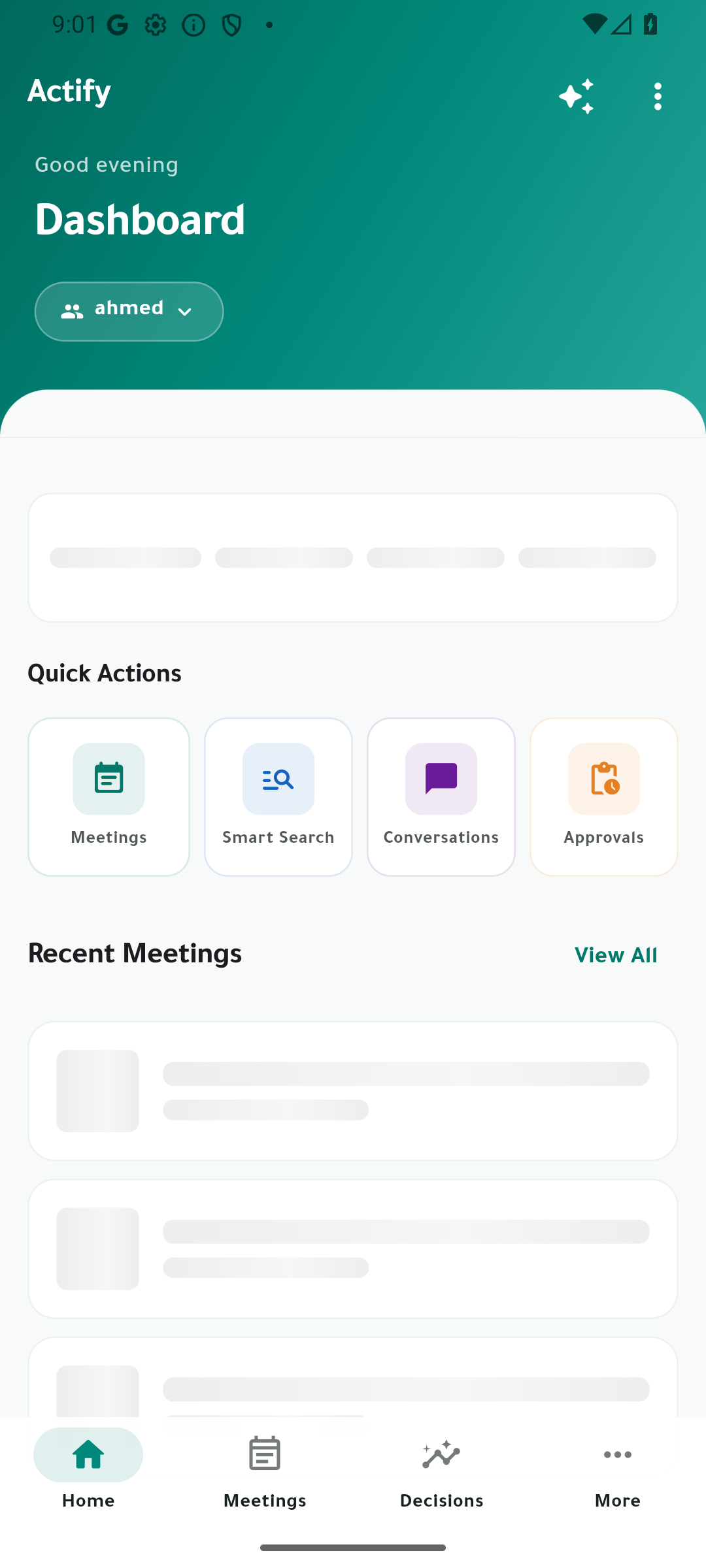 Actify dashboard